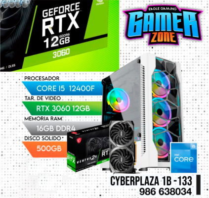 PC GAMER INTEL CORE i5-12400F, 16GB RAM, 500GB SSD, RTX 3060