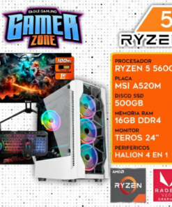 PC COMPLETA RYZEN 5 5600G, 16GB RAM, SSD 500GB, MONITOR 24", KIT GAMER 4 EN 1