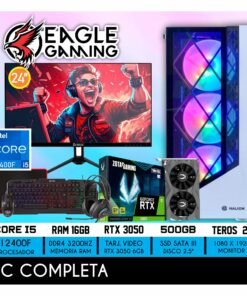PC GAMER I5 12400F, 16 GB RAM, 500 GB SSD, RTX 3050, MONITOR 24", KIT GAMER 4 EN 1