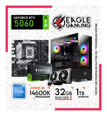 Computadora Gamer Core i5 14600K, Ram 32GB DDR5 , 1TB NVME M2, RTX 5060 8GB