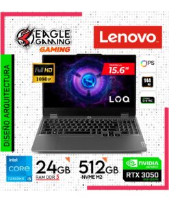 Laptop Lenovo LOQ 15IAX9 Intel Core i5 12450HX RAM 24GB Disco 512GB SSD Video RTX 3050 6GB 15.6" FHD FreeDos (83GS00EQLM)