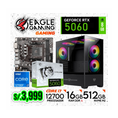 PC COMPLETA GAMING, INTEL CORE i7 12700F, RTX 5060 8GB