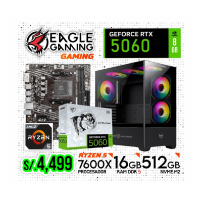 PC COMPLETA GAMING, RYZEN 5 7600X, RTX 5060 8GB