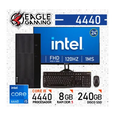 COMPUTADORA PC INTEL CORE i5 4440, 8 GB RAM DDR3, 240GB SSD - Monitor 24" con KIT LOGITECH