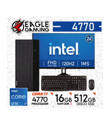 COMPUTADORA PC INTEL CORE i7 4770, 16 GB RAM DDR3, 512GB SSD - Monitor 24" con KIT LOGITECH