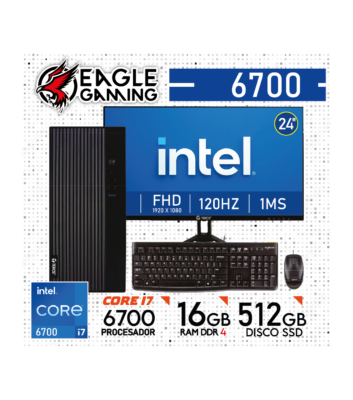COMPUTADORA PC INTEL CORE i7 6700, 16 GB RAM DDR4, 512GB SSD - Monitor 24" con KIT LOGITECH
