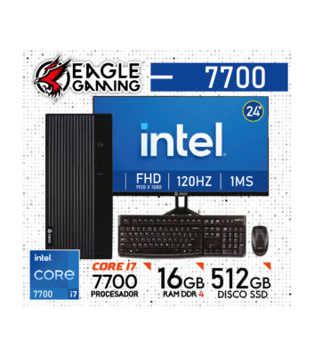 COMPUTADORA PC INTEL CORE i7 7700, 16 GB RAM DDR4, 512GB SSD - Monitor 24" con KIT LOGITECH