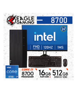 COMPUTADORA PC INTEL CORE i7 8700, 16 GB RAM DDR4, 512GB SSD - Monitor 24" con KIT LOGITECH
