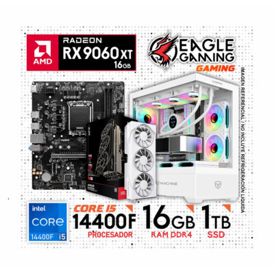 PC Gamer INTEL CORE I5 14400F 14ª Gen + RAM 16GB DDR4 + SSD 1TB + RX 9060XT 16GB